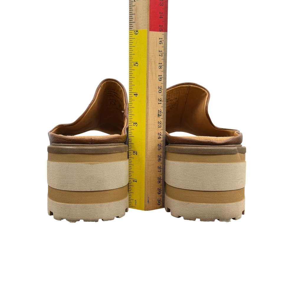 Salvia Chunky Mule Harper Women SZ 41 10 Brown Boho Hippie Leather Lug Sandals - Picture 6 of 12